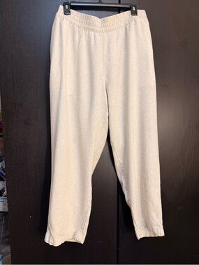 Old Navy Beige Straight High-Rise Elastic Waist Pants
